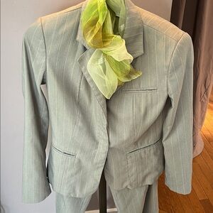 Celadon (light gray/green) Pinstripe Women's Suit Jacket & Pants